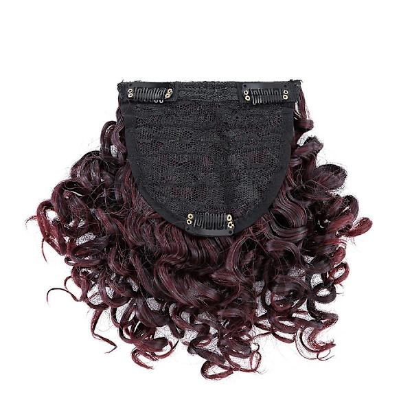 Afro Bangs 8 tum lockigt lugg extensions Clip in Bangs-WELLNGS wine red