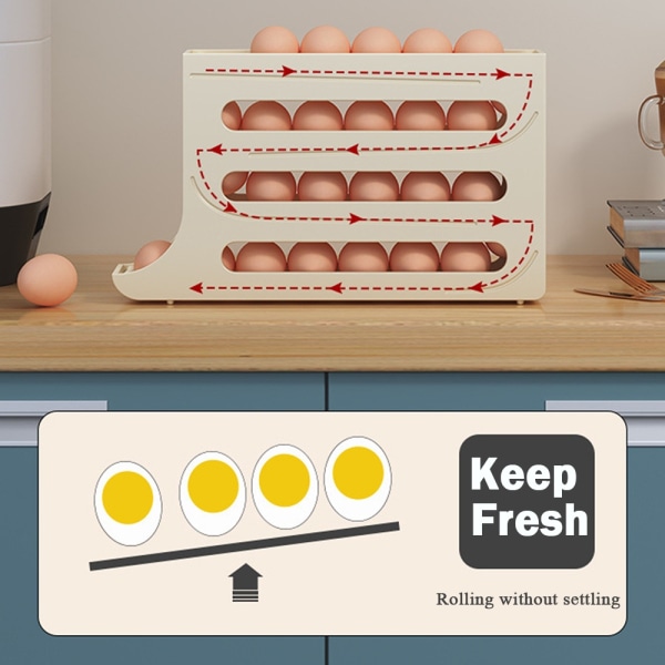 Automatisk skjutbar äggförvaringslåda med stor kapacitet bärbar äggbehållare för utomhusbruk-WELLNGS Cream