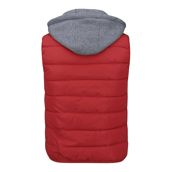YOUTHUP Herr Quiltad Väst med Huva Utomhus Tjock Fritidssport Huva-WELLNGS Red XS