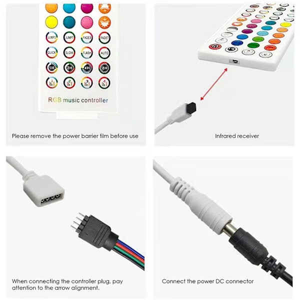 DC5-24V Bluetooth LED-ohjain + 40 näppäimen kaukosäädin APP-ohjaus ja musiikkisynkronointi RGB IR RF 50-WELLNGS:lle