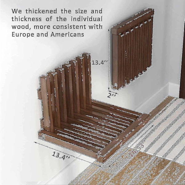Lugshiree Duschstol Bänkväggmonterad Fällbar Pall Duschpall för Inuti Duschentré Massivt Trä Skobyte Pall -WELLNGS Walnut Color