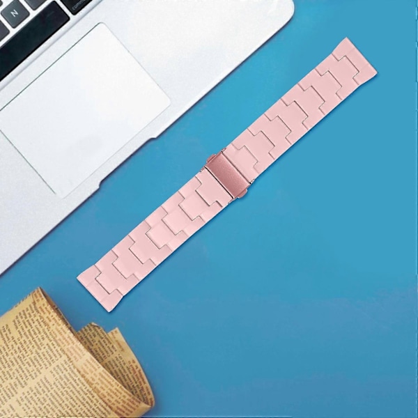 för Garmin Vivoactive 4 Ersättningsarmband 22mm Vattentätt Resin Klockarmband - Rosa-WELLNGS Pink