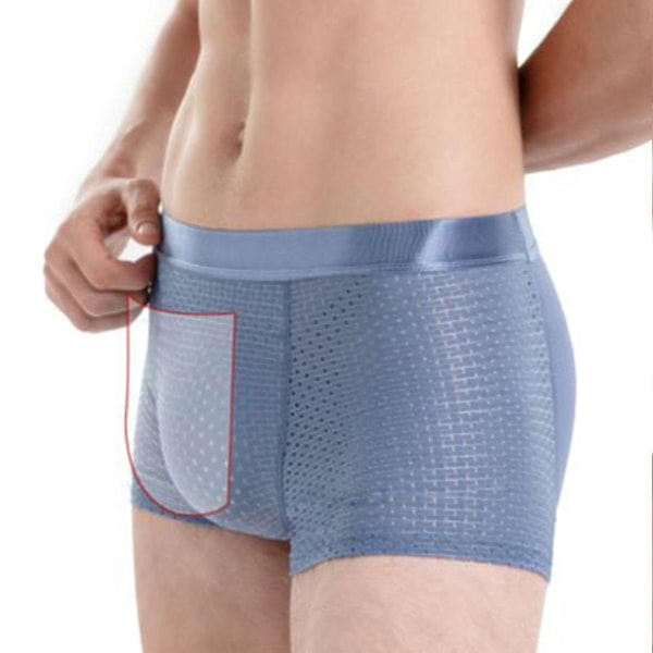 Herre Mesh Pustende Rumpe Løft Boxer Briefs Undertøy med Rumpe Puten Forstørr, 50% Tilbud-WELLNGS Black XL