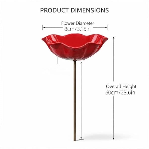 Fuglebadekar i metal med blomsterdesign, håndlavede spurvebadekar til haven, robuste fuglebadekar og insektfoderautomater, have- og terrasse-bibadekar orange