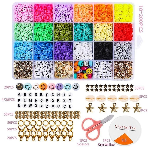 3600 st/kartong 6 mm lerarmbandspärlor för smyckenstillverkning platta runda polymerlera Heishi-pärlor DIY-WELLNGS