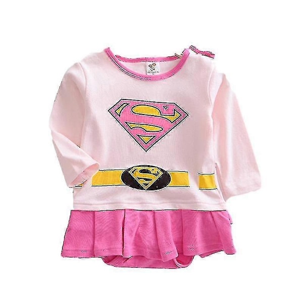3-24 Månader Baby Superhjälte Sparkdräkt Kort/lång Ärm Jumpsuit-WELLNGS Superman B 12-18 Months