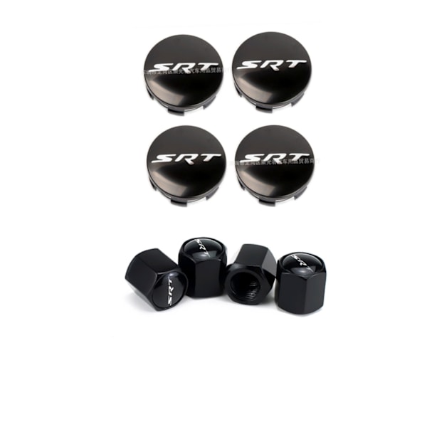 4 st 8 st 63 mm hjulnavkapslar för D-odge Srt Caliber Challenger Journey Caravan Durango Nitro bilhjulskåpstillbehör-WELLNGS 8 gloss black SRT