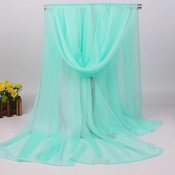 Kvinners Lang Myk Sjal Chiffon Silke Avslappet Sjal - WELLNGS Light green