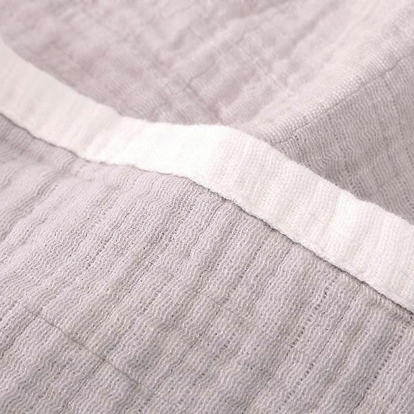 100% Bomuld Muslin Tæppe til Voksne 6-Lags Åndbart Muslin Tæppe Letvægts Sengetæppe Blødt Bomuldstæppe Alle Sæsoner-WELLNGS gray A 150x200cm