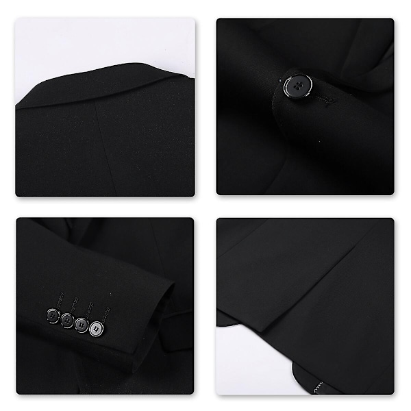 Allthemen Miesten Business Blazer Yksivärinen Slim Fit Takki-WELLNGS Black XL