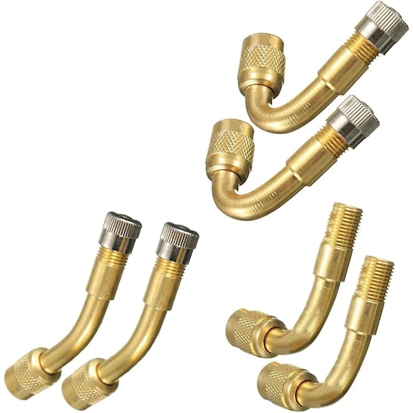 Tire Valve Extension, 6 Pcs Tire Extension, Angled 45,90,135; Universal Brass Tire Extension Adapter Kit for Bike Motorcycle Car-WELLNGS