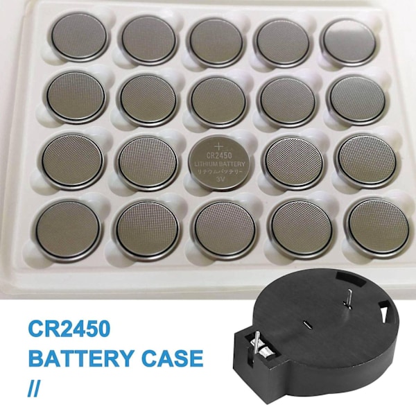 2 stk. CR2450 møntcelle knapbatteriholder etui 2 ben sort-WELLNGS