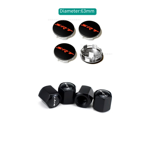 4 st 8 st 63 mm hjulnavkapslar för D-odge Srt Caliber Challenger Journey Caravan Durango Nitro bilhjulskåpstillbehör-WELLNGS 8 PCS black Red