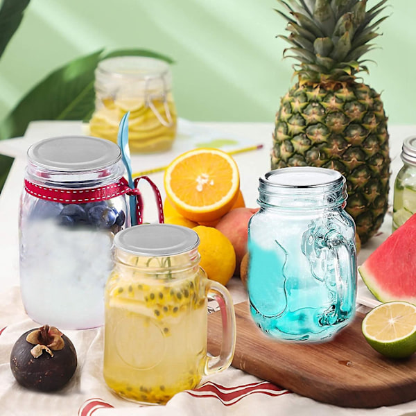 50 stk brede munn 86 mm Mason Jar Canning Lids, gjenbrukbare lekkasjesikre split-type sølvlokk med Sil-WELLNGS