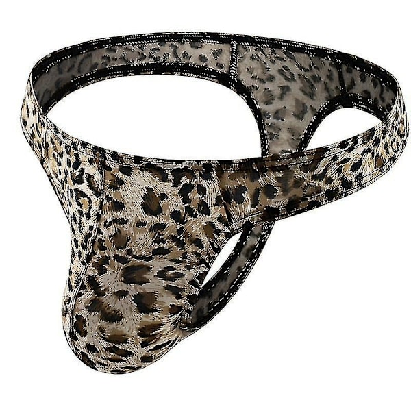 Miesten Leopardikuvioiset Thong G-string -alushousut - WELLNGS Gray leopard print M