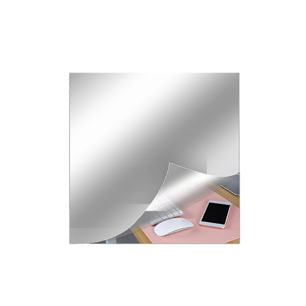 Självhäftande Akrylspegel, 50cm*50cm Spegelplattor, Flexibla Plast Spegelark Väggdekaler, Ramlös Liten Spegel-WELLNGS 50cm*50cm*0.1mm