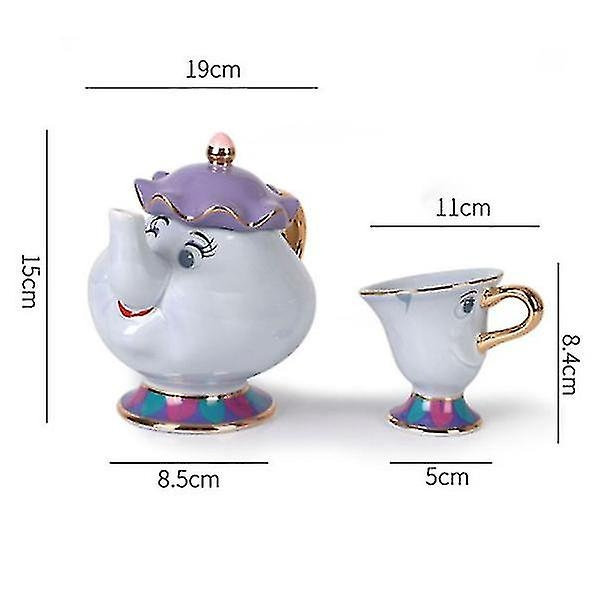 Ny Skønheden og Udyret Mrs. Potts Chip Tekande Kop Sæt Tekander Krus Dejlig Julegave-WELLNGS A Cup Of Blue Jug