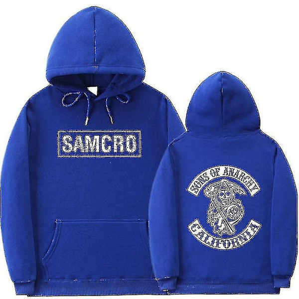Sons Of Anarchy Samcro Hoodie Dobbeltsidig Trykket Hoodie Genser Topp - WELLNGS Blue 2XL