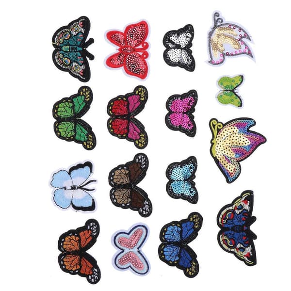 Påsy sommerfugl patch polyester moderigtige pynt til tøj tilbehør håndværk projekter 6,3x7cm 16 stk-WELLNGS