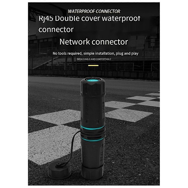 RJ45 nettverkskabel rett IP68 vanntett Cat5/Cat6 nettverkskabelkontakt utendørs støvtett Rj45 ledningskontakt-WELLNGS