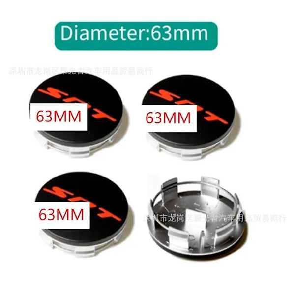 4 st 8 st 63 mm hjulnavkapslar för D-odge Srt Caliber Challenger Journey Caravan Durango Nitro bilhjulskåpstillbehör-WELLNGS 4PCS black Red