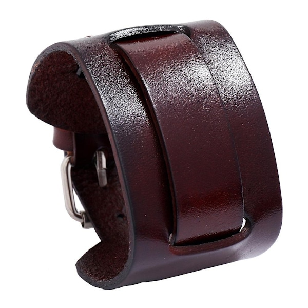 Retro herre kvæg læderarmbånd simpelt og justerbart punk bredt læder håndrem-WELLNGS Belt tire black