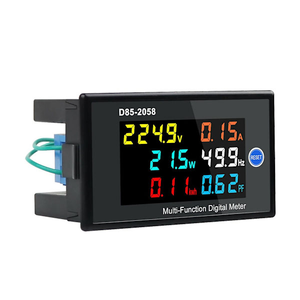 Multifunktionell enfas digital mätare LCD-display AC spänning AC ström effektfrekvens elektrisk energi kraft -WELLNGS AC40-300V