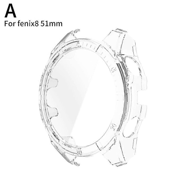 PC Beskyttelsesetui + Hærdet Glas til Garmin Fenix 8 51mm 47mm-WELLNGS Transparent 51mm