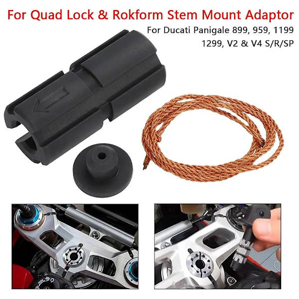för Ducati Panigale Quad Lock & Rokform Stem Mount Adaptor 899 959 V2 V4 S/R/SP-WELLNGS