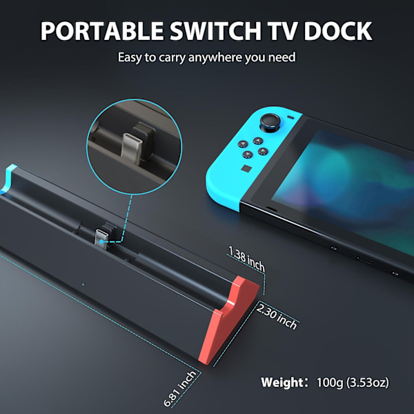 TV-dockningsstation för , för Switch Laddningsdockningsstation USB-adapter med 4K HD-videokonverterare Sta-WELLNGS