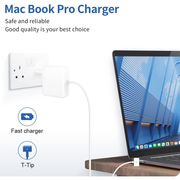 85W Magsafe 2 laddare för Apple Macbook Pro 13" 15" 17"-WELLNGS