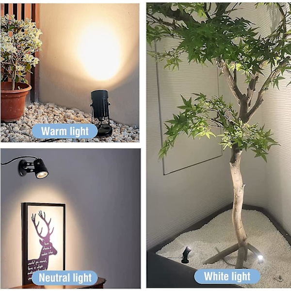 2 st LED-spotlights inomhus för växter, 3-färgs accentbelysning dimbar uppljus spotlightlampa med dimmerbrytare-WELLNGS