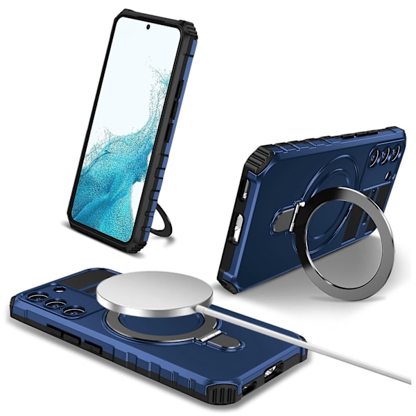 Samsung Galaxy S22+ 5G -jalustakotelo, PC+TPU-puhelinkotelo, yhteensopiva MagSafen kanssa - WELLNGS Blue