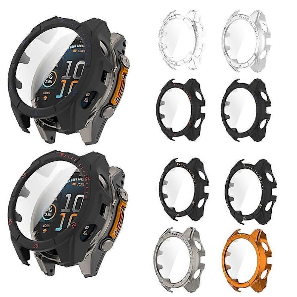PC Beskyttelsesetui + Hærdet Glas til Garmin Fenix 8 51mm 47mm-WELLNGS Transparent 51mm