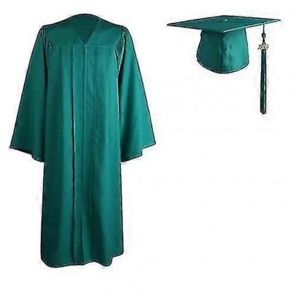 2025 Voksen Glidelås Universitet Akademisk Graduasjonskappe Robe Mortarboard Hatt-WELLNGS Emerald Green L