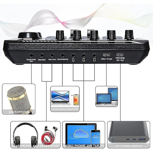 F998 Äänikorttisarja, bm-800 Mikrofonisarja, Äänikortilla, Audiomikseri Kondensaattori Pc-pelimikrofoni, S-WELLNGSille