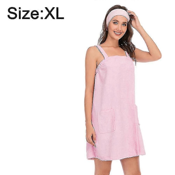 Dame Badekåbe/Brusewrap Kjole med Stropper, Letvægts Knælang Wrap Kjole, a-WELLNGS Pink Xl