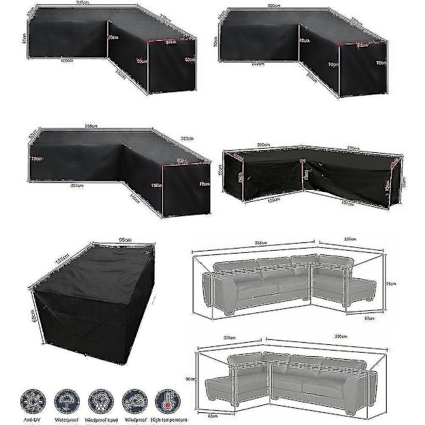 75 storlekar Vattentät Utomhus Patio Trädgårdsmöbler Överdrag Regn Snö Stolsöverdrag Tw-WELLNGS 270*270*90cm