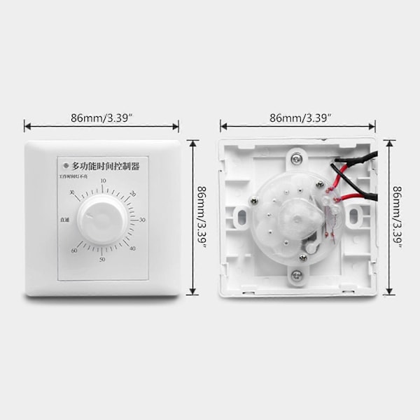 AC 220V Timer Bryter Kontroll Pumpe Mekanisk Nedtelling Kontroll Interruptor-WELLNGS White 60 minutes
