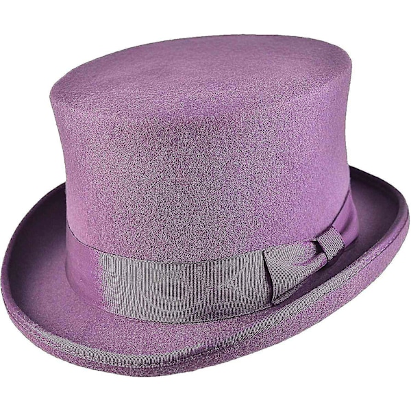 Håndlavet uld tophat med satinfor - WELLNGS Purple M