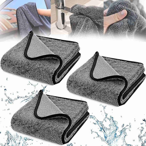 Shiny Bath Xxl Tørrehåndklæde, Hurtigtørrende Tørrehåndklæde, Shiny Bath Servietter Xxl Tørrehåndklæde, Brusekabine Klud til Vandfjernelse-WELLNGS 3pcs XXL 40x60cm