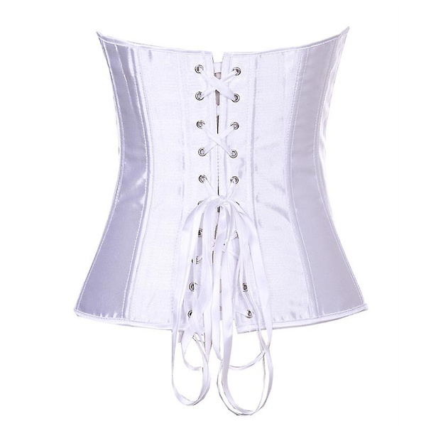 Mimigo Naisten Bustier-Korsetti Yläosa Seksikäs Alusvaatesetti Musta Satiini Vyötärön Kiristäjä -WELLNGS WHITE 4XL