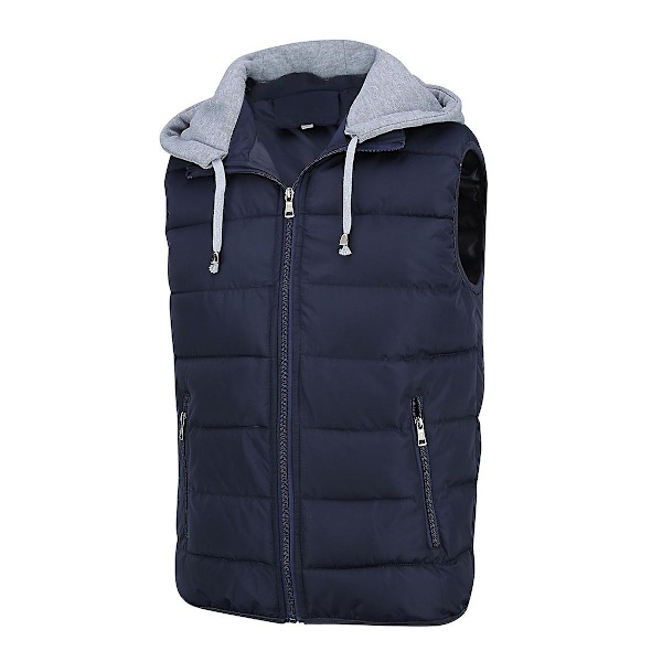 YOUTHUP Herr Quiltad Väst med Huva Utomhus Tjock Fritidssport Huva-WELLNGS Blue M