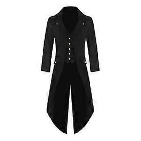 Miesten Vintage Takki Viktoriaaninen Steampunk Smokki Pukupuku - WELLNGS Black XL