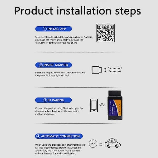 Bluetooth ELM327 OBD2 Skanner V15 - Et bildiagnoseverktøy for Android/iOS, i stand til å lese/slette feilkoder, gir sanntidsdata
