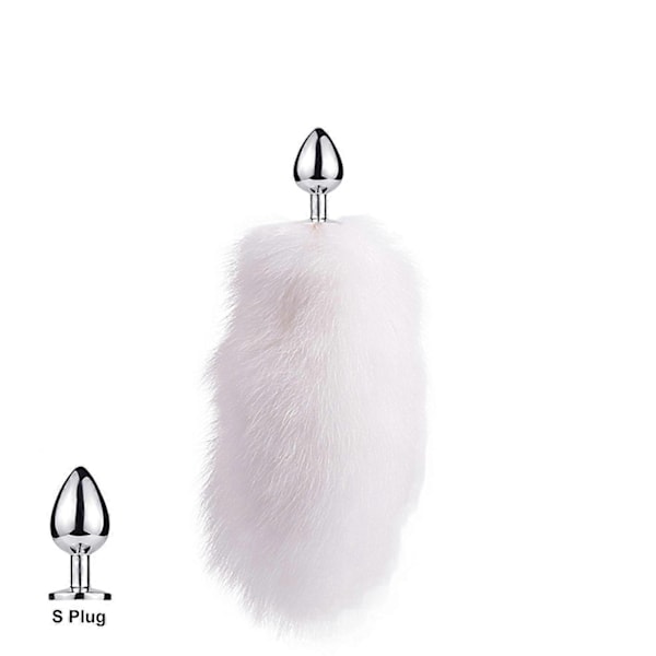 Svans Plug-In Rävsvans Katt Små Rekvisita Äkta Hår Liten Svans Avtagbar Hundleksak Sp-WELLNGS Pure White Fox S