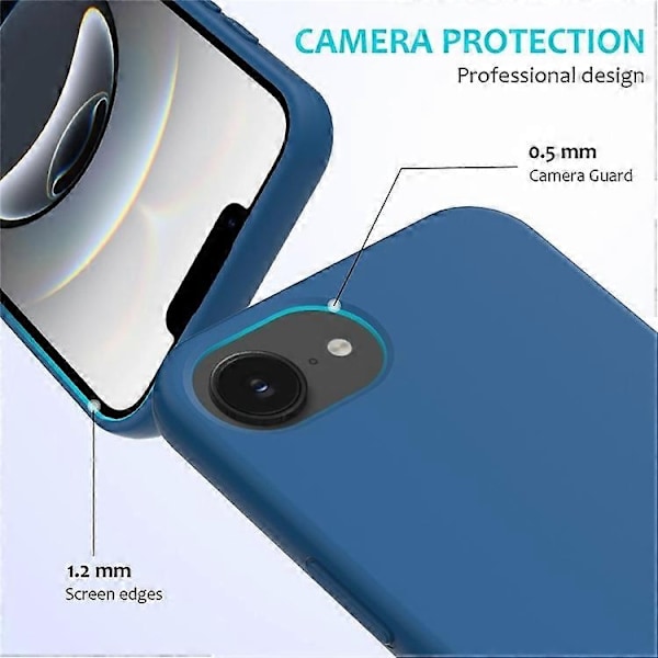 Kompatibelt skal för iPhone 16e, fallsäkert flytande silikon med mjukt foder, baksidesskydd - WELLNGS Blue