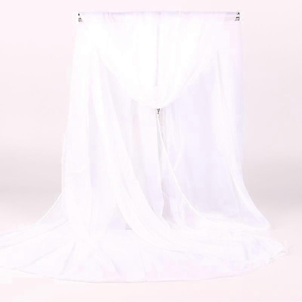 Kvinners Lang Myk Sjal Chiffon Silke Avslappet Sjal - WELLNGS white