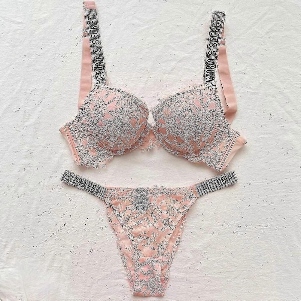 Sexiga underkläder Komfort Damset Push Up BH Victoria's Secret Underklädesset Kvinnligt 2-dels Underkläder-WELLNGS Lace follows1 75C