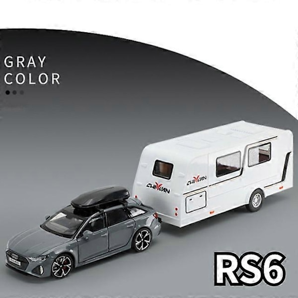 1/32 Trailer RV Kuorma-auton leluautomalli Alloy Diecast Maastoauto Camper äänen ja valon leluautomalli lapsen lelujen kokoelma lahja -WELLNGS Gray RS6